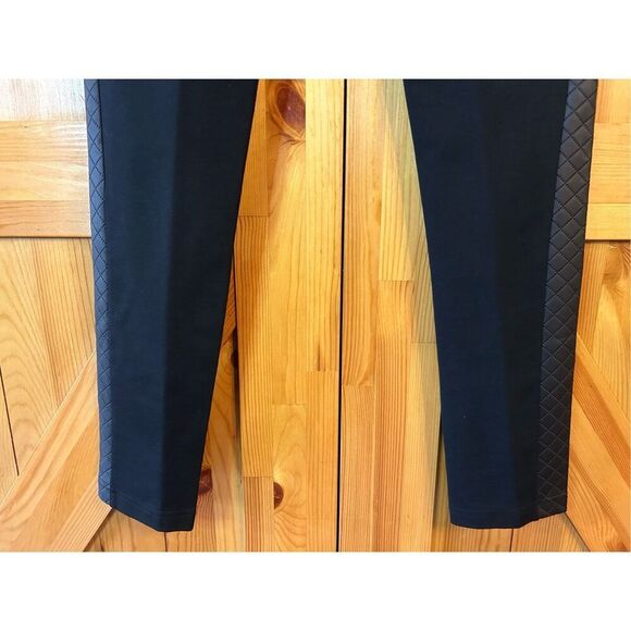 BANANA REPUBLIC BLACK Ponte Knit Stretch Legging Faux Leather side Pane Size 2 ( - Picture 5 of 9